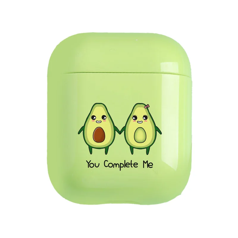 Милый чехол для Apple airpods, чехол с мультяшным забавным авокадо, Bluetooth, чехол для наушников Airpods 1, 2, сумки для зарядки, Жесткий Чехол для наушников