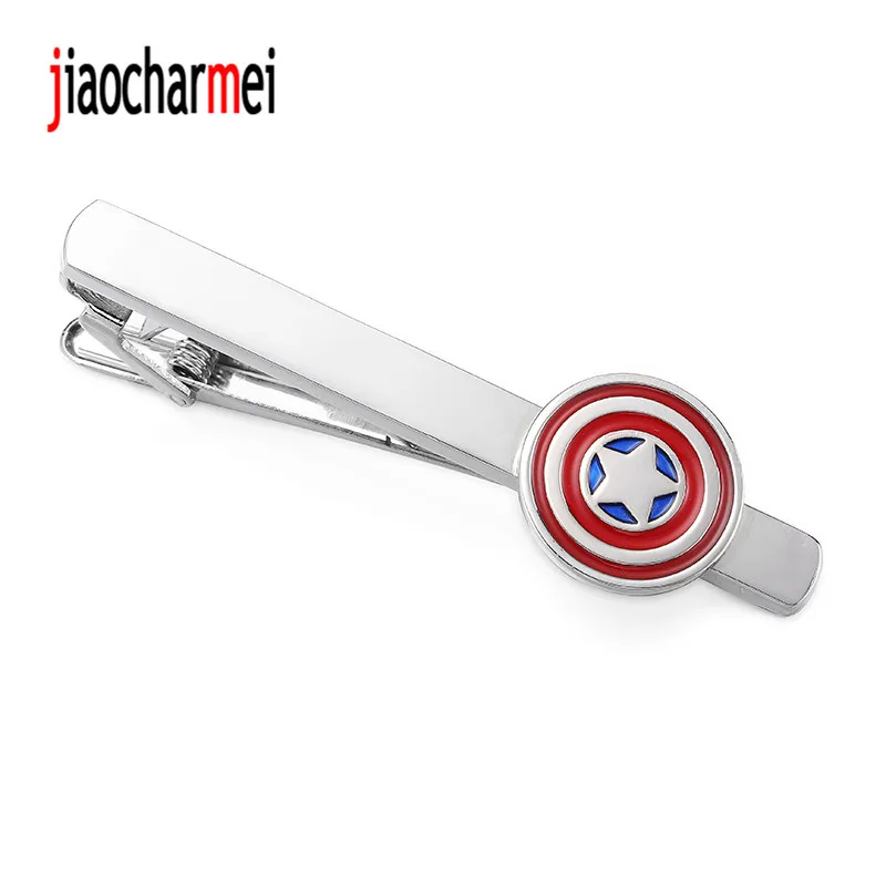 

Free shipping Factory Price Supply Red Colour Captain America Style Tie Clips Copper Material Cufflinks abotoadura