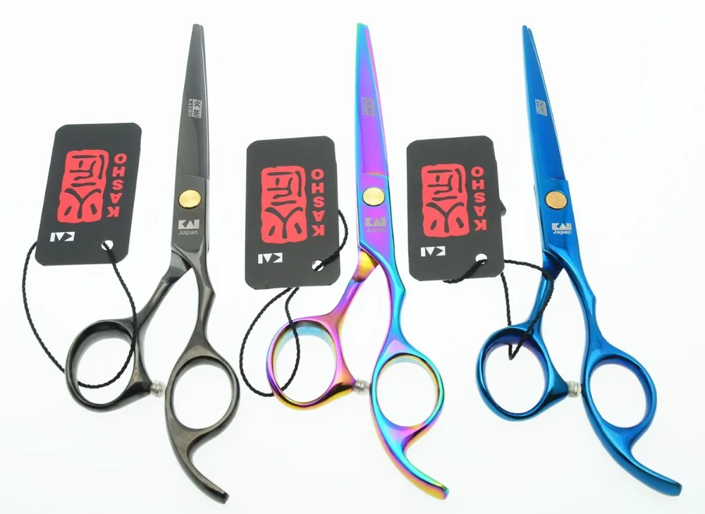 

705# 6.0'' Japan Kasho TOP GRADE Hairdressing Scissors JP 440C Blue Black Barbers Cutting Scissors Thinning Shears Hair Scissors