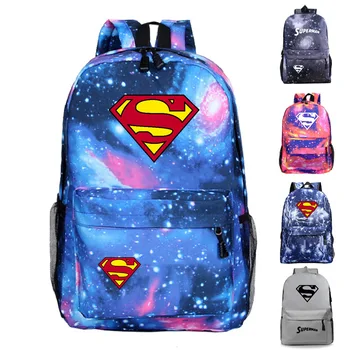 

2019 Multicolor Galaxy Comics Superman Boy Girl Book School bag Women Bagpack Teenagers Schoolbags Men Student Backpacks