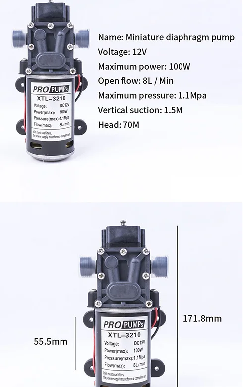 Электрический 12V 24V 100 Вт высокой мощности Давление самогрунтовой водный насос Давление переключатель обратный клапан Тип для разливочная машина