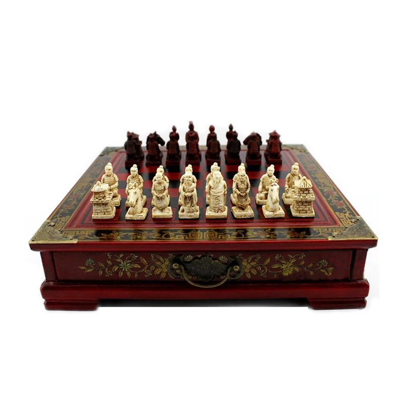 Classic Chiness Chess Set Terracotta Warriors Wooden Chess Board Flower Bird Table Unique Chess Game Wooden Chessman Game Set Buy At The Price Of 35 39 In Aliexpress Com Imall Com
