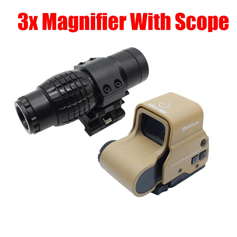 

Riflescope Hunting Optics Holographic 3x Magnifier Riflescope Magnifying Scope With Flip Up Mount Side Picatinny for Toy Gun
