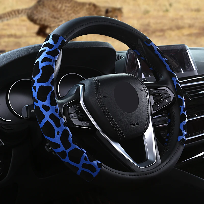 KKYSYELVA аксессуары для салона автомобиля черные автомобильные спортивные чехлы на руль кожаные 38 см автомобильные чехлы