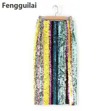 Весеннее Новое поступление, женские юбки с разрезом и сверкающими блестками, Faldas Largas Elegantes, тонкая миди-юбка с высокой талией, быстрая