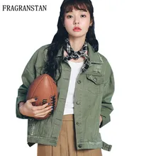 Демисезонный студент новые модные потертые стиральная Винтаж BF Куртки тонкие длинные свободные рукава Повседневное короткие Ковбойское пальто Горячая tgh25