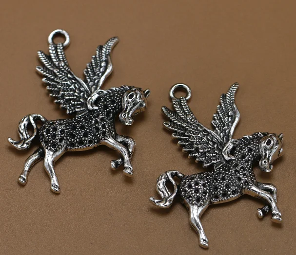 

20pcs Exquisite Pegasus charm pendants 50*40mm 8.9g Antique silver Children's gift craft Jewelry earring bracelet necklace