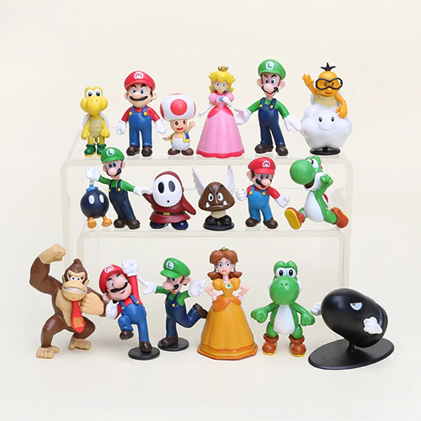 

18pcs/set Super Mario Bros 1-2.5" Figure Toy Doll Super Mario Brothers luigi yoshi Collectible PVC model action figures