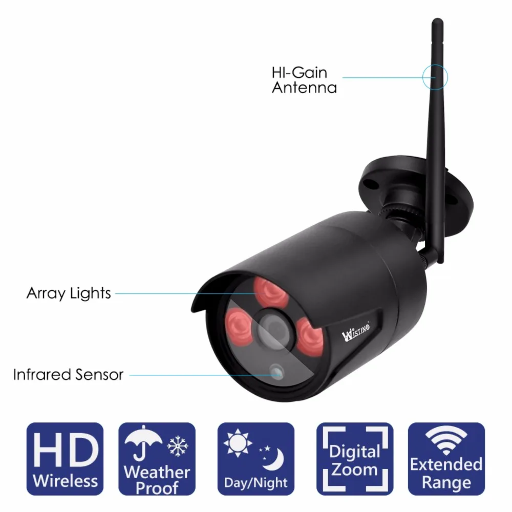 Wistino 960P IP Camera CCTV Security System Kit Wireless 4CH NVR Wifi Outdoor P2P Monitor Kits IR LCD Screen Surveillance Camera (8)