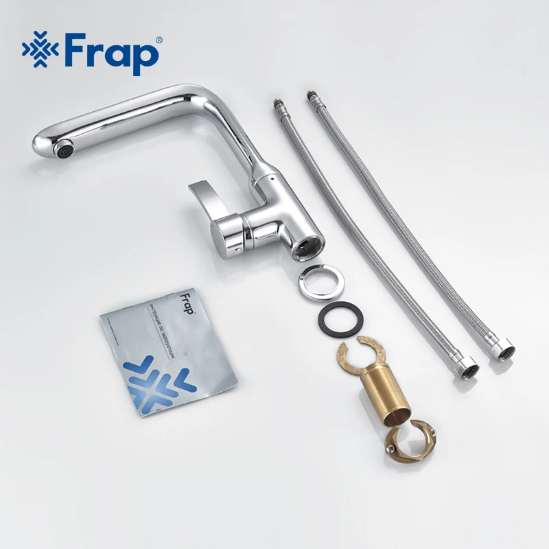 FRAP grifo de cocina de latón cromado pulido grifo del fregadero grifo sola manija torneira grifo cocina fría y caliente grifos FRAP grifo de cocina de latón cromado pulido grifo del fregadero grifo sola manija torneira grifo cocina fría y caliente grifos