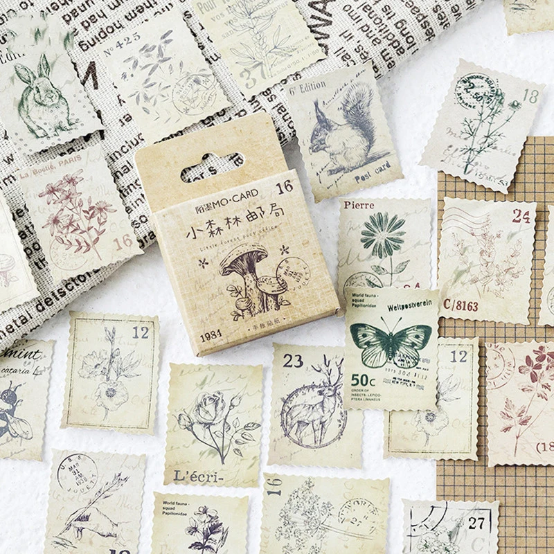 

46pcs/box Cute Animal Plant Herb Mushroom Butterfly Stationery Stickers Scrapbooking Label School Supplies Packing DIY Sticker