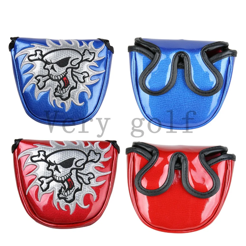 

Genuine New Fire Skull Putter Cover Mallet Center Shaft Golf Club Head Cover Magnetic Closure Design