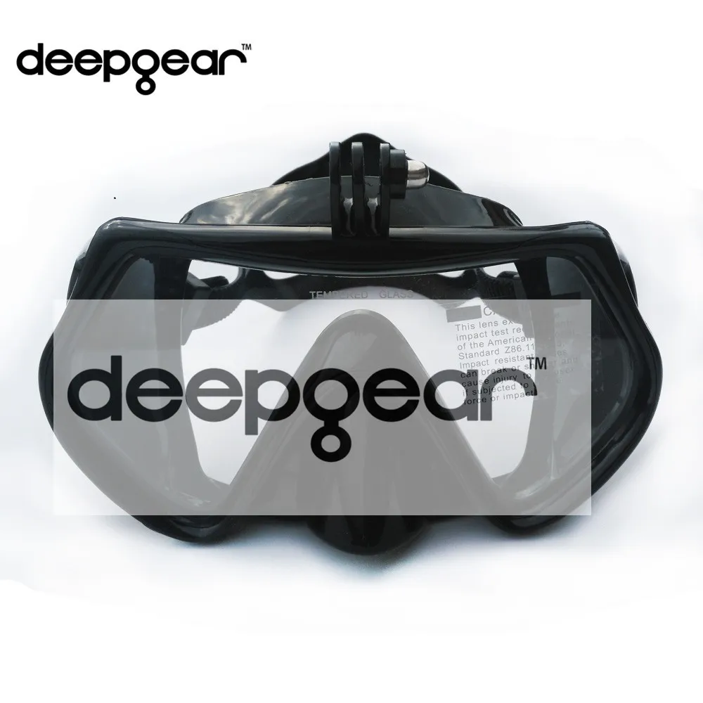 DEEPGEAR камера, маска для подводного плавания, набор для подводного плавания, черная силиконовая маска для подводного плавания с сухой трубкой, закаленное стекло, маска для подводного плавания для Gopro