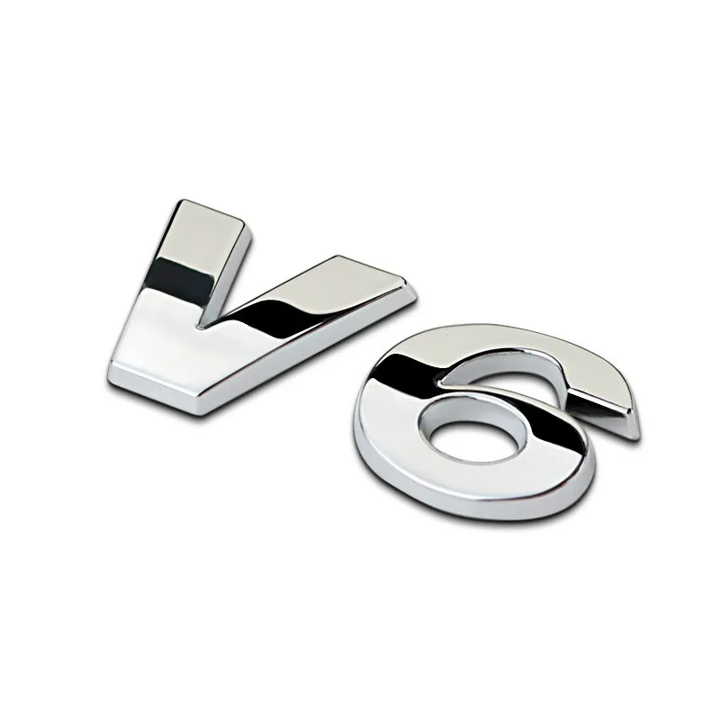 

3D Chrome Metal Zinc V6 Trunk Mark Logo Refitting Car-styling Badge Sticker for VW CC Passat Magotan Touran Golf Polo Bora