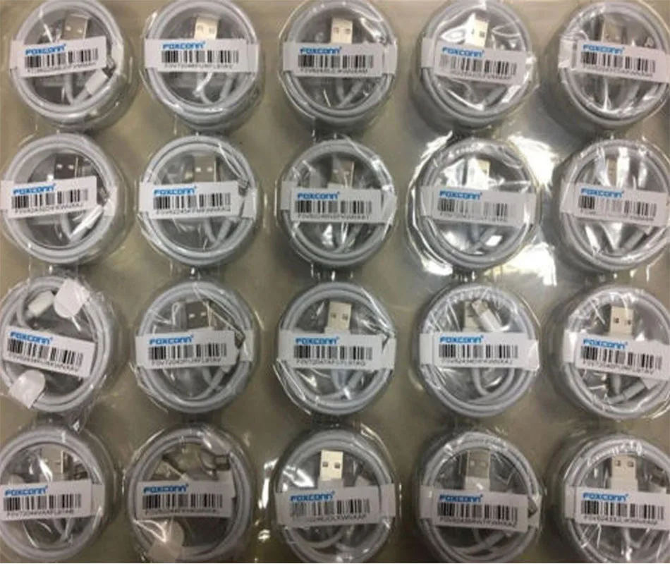 100 Pack For Foxconn USB Lightning Cable for iPhone X 10 8 7 6 iOS 11.3 Charger Charging for Apple