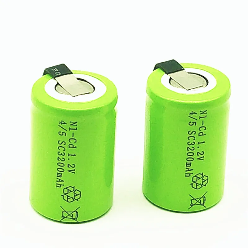 Billig 10 12 15PCS 4 5SC 1,2 V akku 3200mAh 4 5 SC Sub C Ni  CD zelle mit schweißen tabs für elektrische bohrer schraubendreher