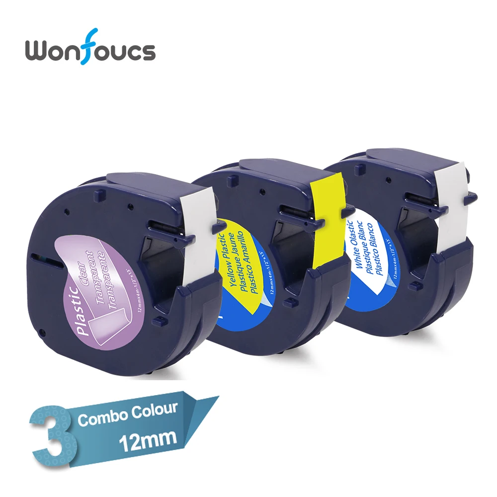 Compatible Dymo D1 LetraTag Tapes 3 Pack Combo Set 12mm*4m Plastic Label Tape LT 91331 91332 16952 For Printer Maker | Компьютеры и