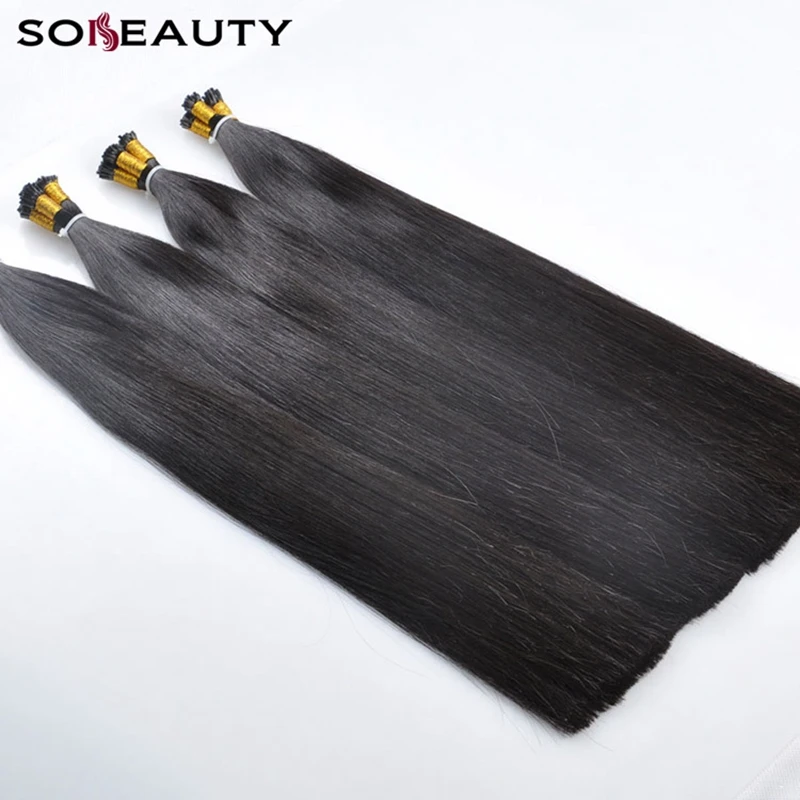 Sobeauty remy волосы для наращивания на кончиках 40 г/упак. 1" 18" 2" 22" человеческие волосы для наращивания шелковистые прямые волосы для наращивания 1B цвет