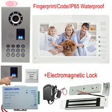 New Wired 7″ TFT Screen Video Door Phone Intercom Entry System Fingerprint /Password Unlock Doorbell Video+Electromagnetic Lock