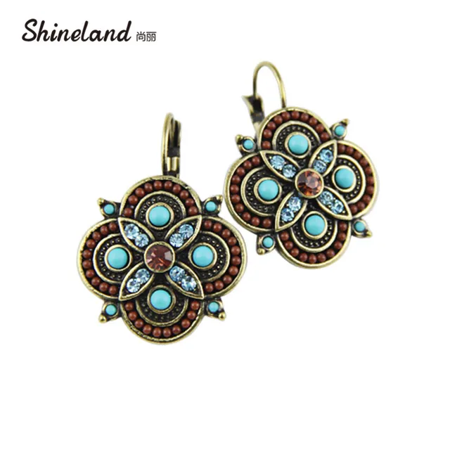 2018 New Trend Jewelry Sterling Silver Clip On Earring Vintage 2018 New Trend Jewelry Sterling Silver Clip On Earring Vintage Crystal Multicolor Beads Clover Statement