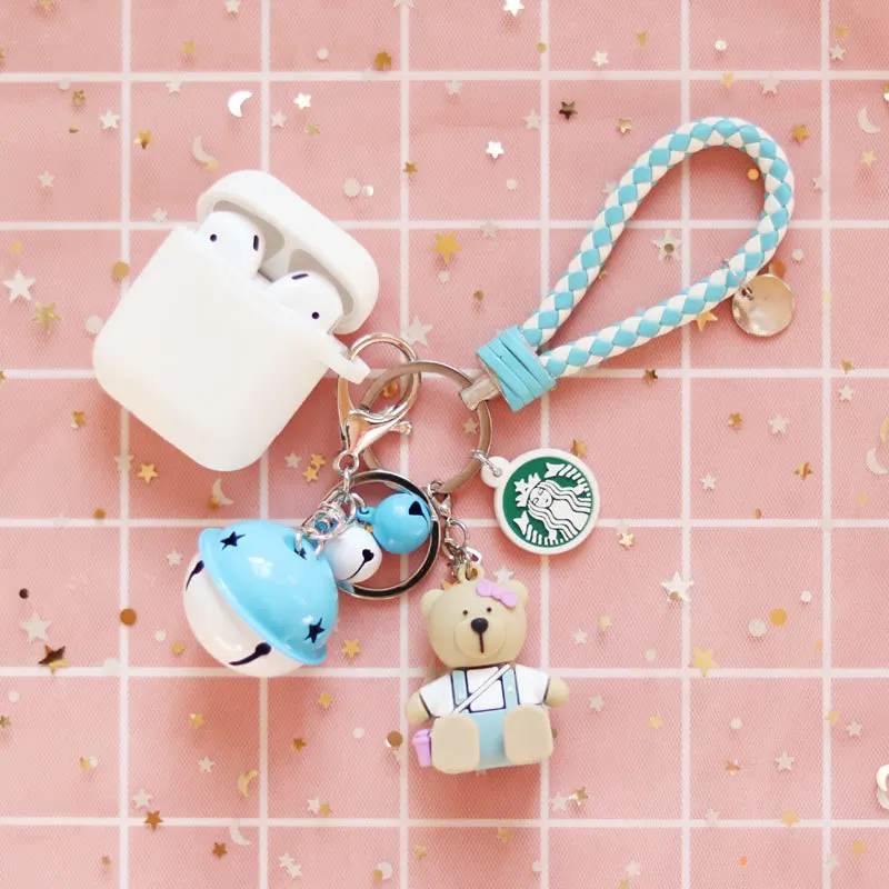 

Cute Cartoon bear Protective Cases Keychain pendant Accessories For Apple Airpods Air pods Earphone Protector Case Cover