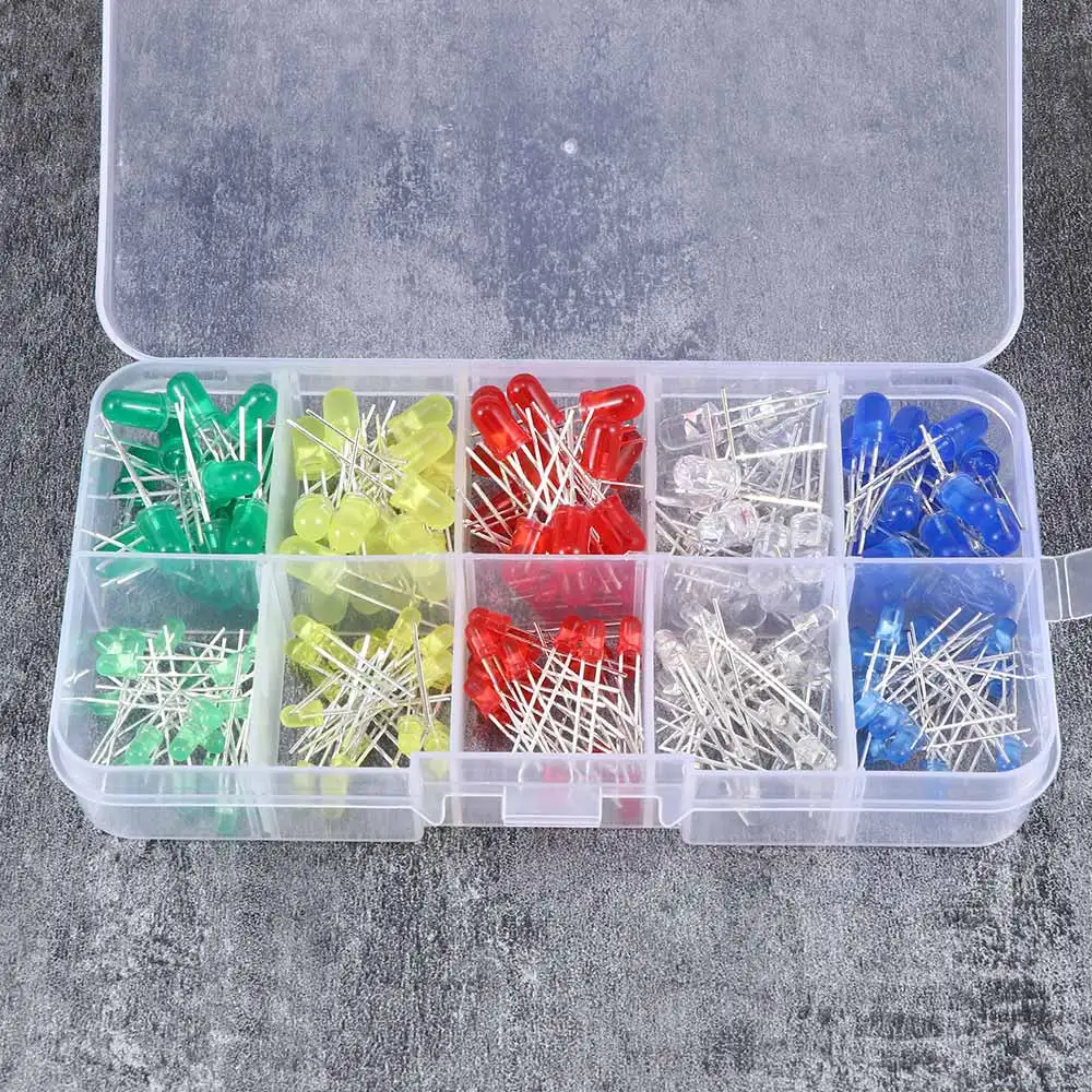 

200 Pcs/Box 3 mm/5mm Mixed Color Led Diode Kit With Box White Yellow Red Blue Green Each 20 Pcs LED Emitting Diodes Light Bead