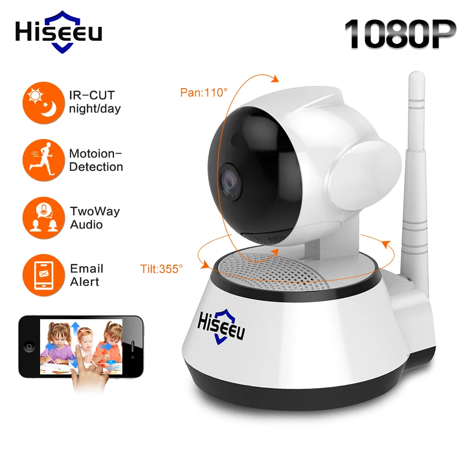 Goedkoop Hiseeu 1080 p IP Camera 2MP Wifi Wireless Security cctv Camera WiFi home Security Camera IP Babyfoon Twee manier Audio P2P