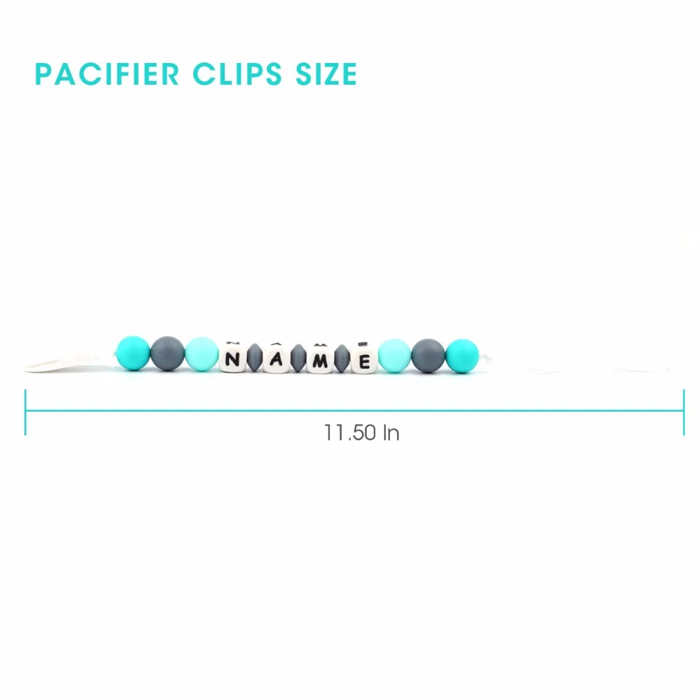 TYRY.HU Handmade Personalized Any Name Silicone Teething Pacifier Clip Holder Baby Carrier Teething Accessory Chew Teether Toys