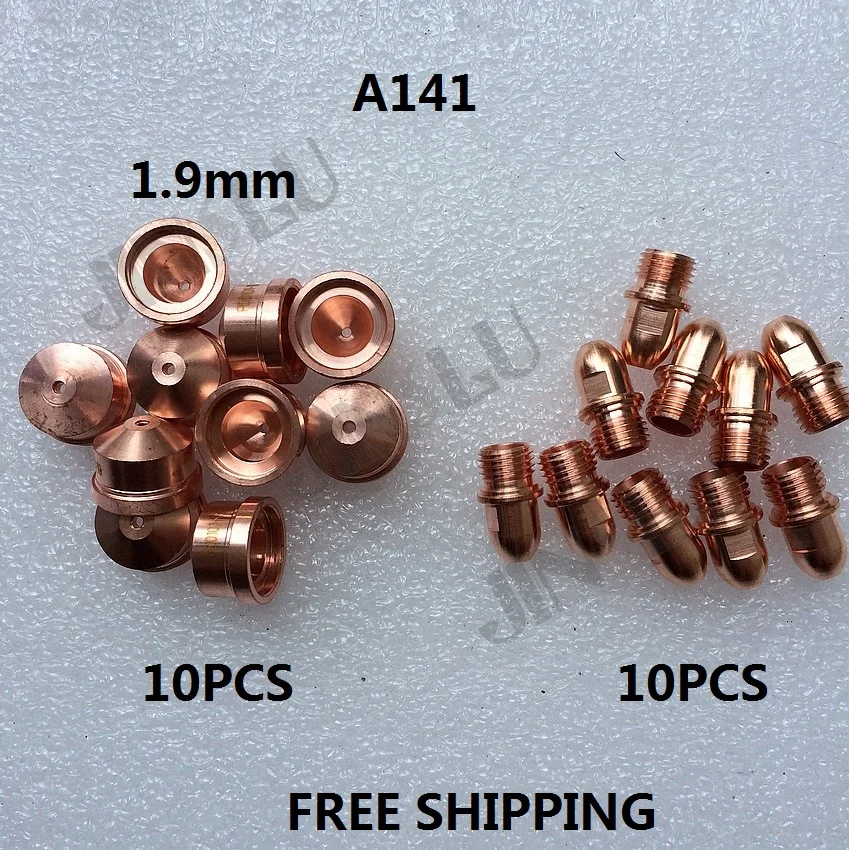 Non-original Trafimet A141 A101 Consumables kit Electrode PR0101 Nozzle PD0101-19 1.9mm 10 PCS EACH JINSLU welding machine parts