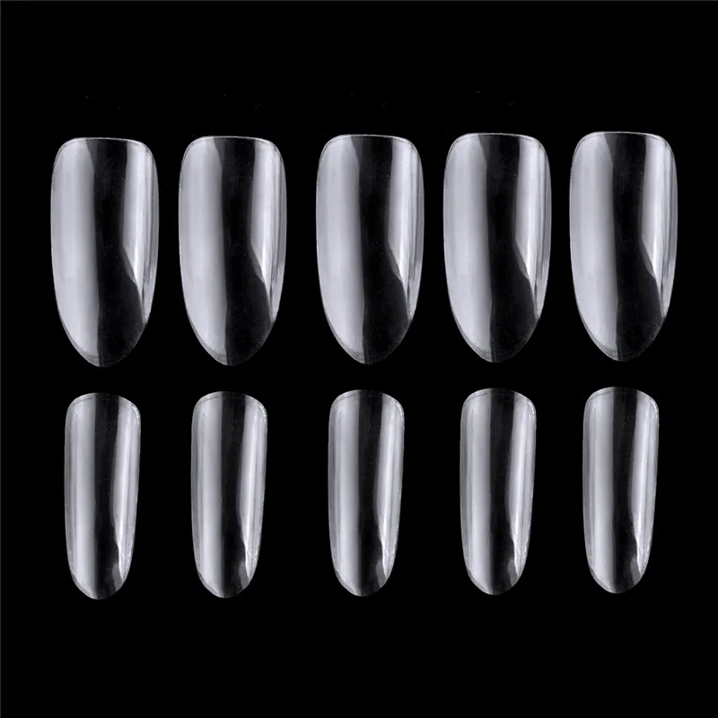 Biutee 500pcs Coffin Nails Clear Ballerina Nail Tips Full Cover Acrylic False Nails 10 Sizes- for Nail Salons and DIY Nail Art