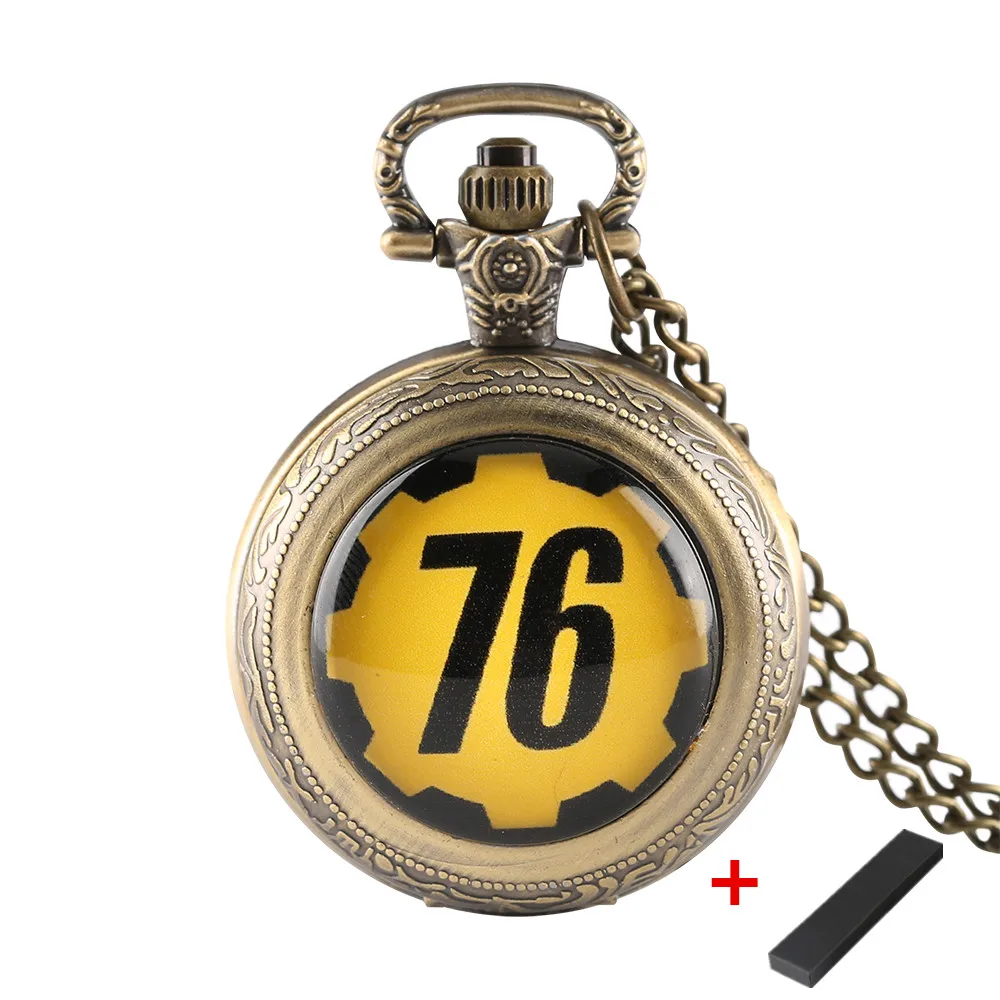 FALLOUT 4 FALLOUT 76 Vault 111 Game Theme Quartz Pocket Watch Bronze Clock Pendant Necklace Chain 3