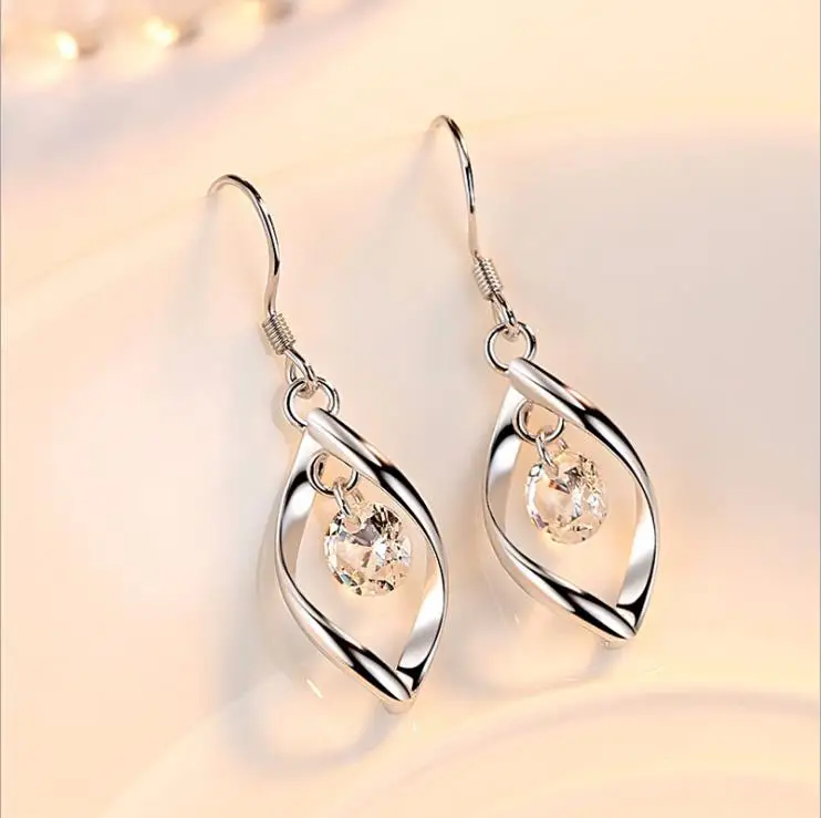 Женские серьги гвоздики с кристаллами серебро 925 пробы|crystal stud earrings|fashion earringsstud