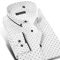 2019 Autumn New Men Polka Dot Long Sleeve Shirt Fashion Male Dress Shirts Smart Casual Formal Cotton Shirt