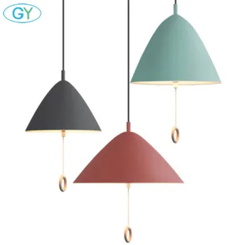 

Modern Nordic pullswitch colorful pendant lights Europe Style industrial E27 dinning room kitchen art hanging lamp lighting