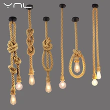 Retro Lamp E27 Hemp Rope Pendant Light Vintage Loft Creative lighting American Style lights Dining Living Room Restaurant Decor creative diy retro rope pendant light loft vintage lamp restaurant bedroom diningroom pendant lamp hand knitted hemp rope light