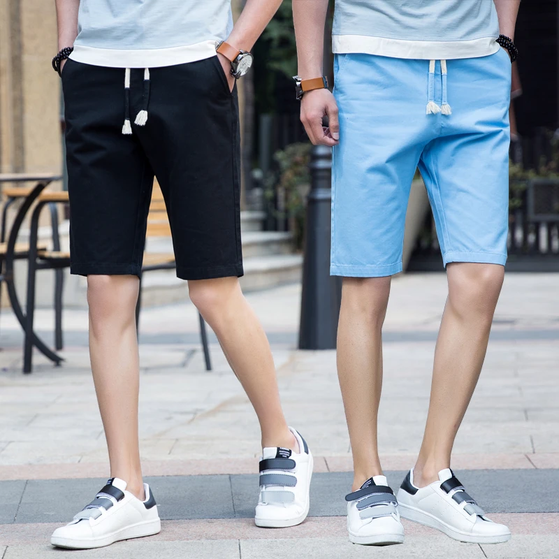 Хлопковые мужские шорты, однотонные, на завязках, мужские шорты, Азиатский Размер S M L XL XXL XXXL XXXXL, мужские шорты