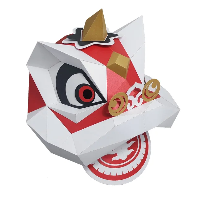3D Paper Mask Fashion Lion Dance  Animal Costume Cosplay DIY Paper Craft Model Mask Christmas Halloween Prom Party Gift 5