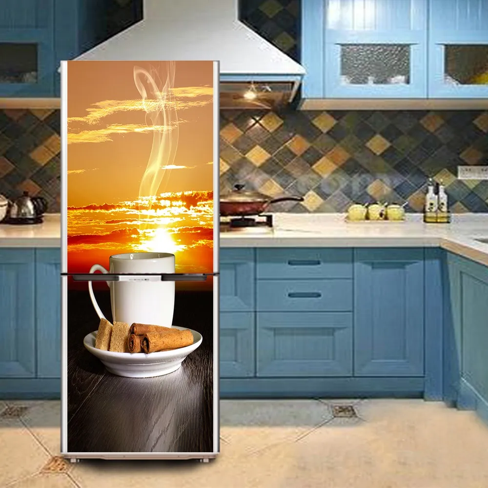 DIY послеобеденный чай водонепроницаемый самоклеющийся Холодильник стикер двери обои-покрытие стены кухни стикер