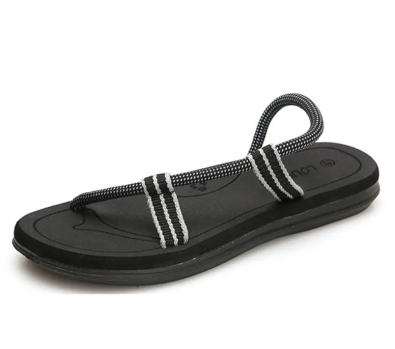 STAN SHARK/ г. Новые сандалии мужские летние повседневные пляжные сандалии с ремешком летняя обувь для влюбленных Вьетнамки без шнуровки на плоской подошве, европейские размеры 36-45 - Цвет: Черный