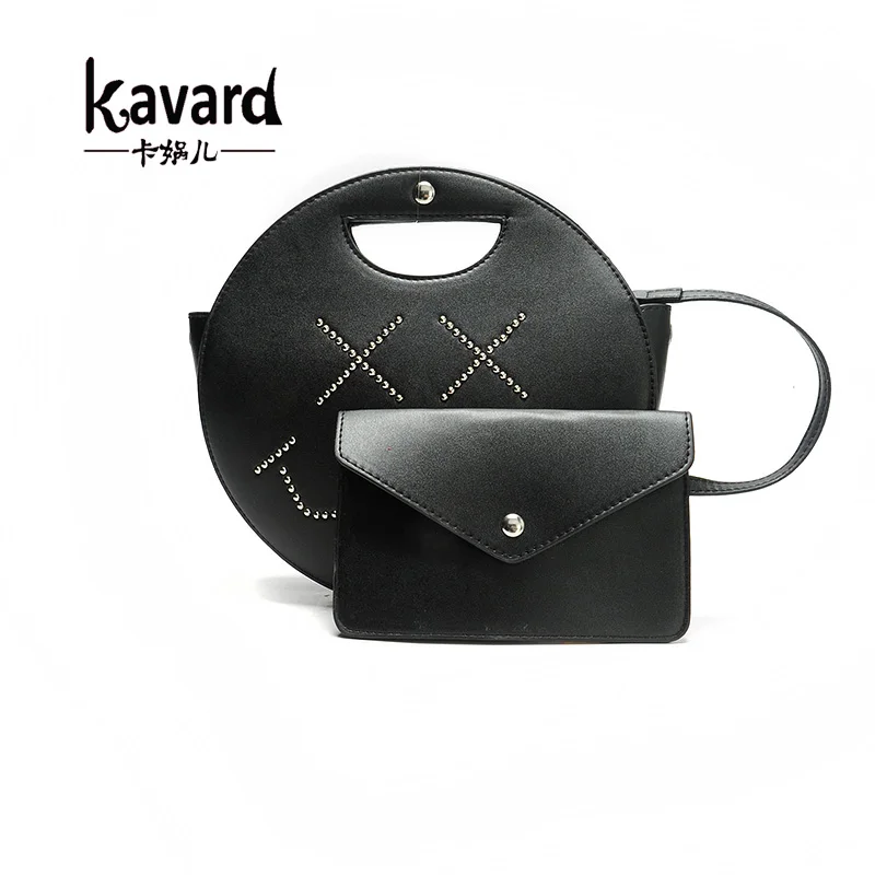 

Rivet crossbody Messenger bags Composite Bag Circular women Bags for women purses and handbags 2017 Ladies hand bag wallet sac