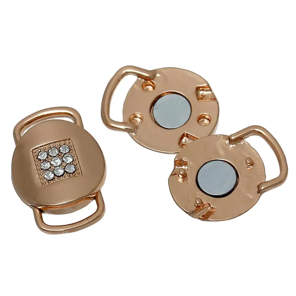 Doreen Box Clasps Round Rose gold color Clear Rhinestone 25mm