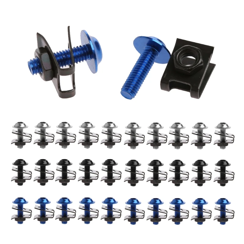 

1Set 10x 6mm Motorcycle Fairing Bolt Nut Spire Speed Fastener Clip Screw For Yamaha