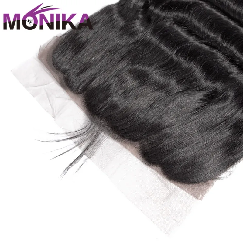 Monika Hair 13x4 Pre Plucked Lace Frontal Closure Brazilian Loose Deep Wave Frontal Non Remy Human Hair Closure Free/Middle Part