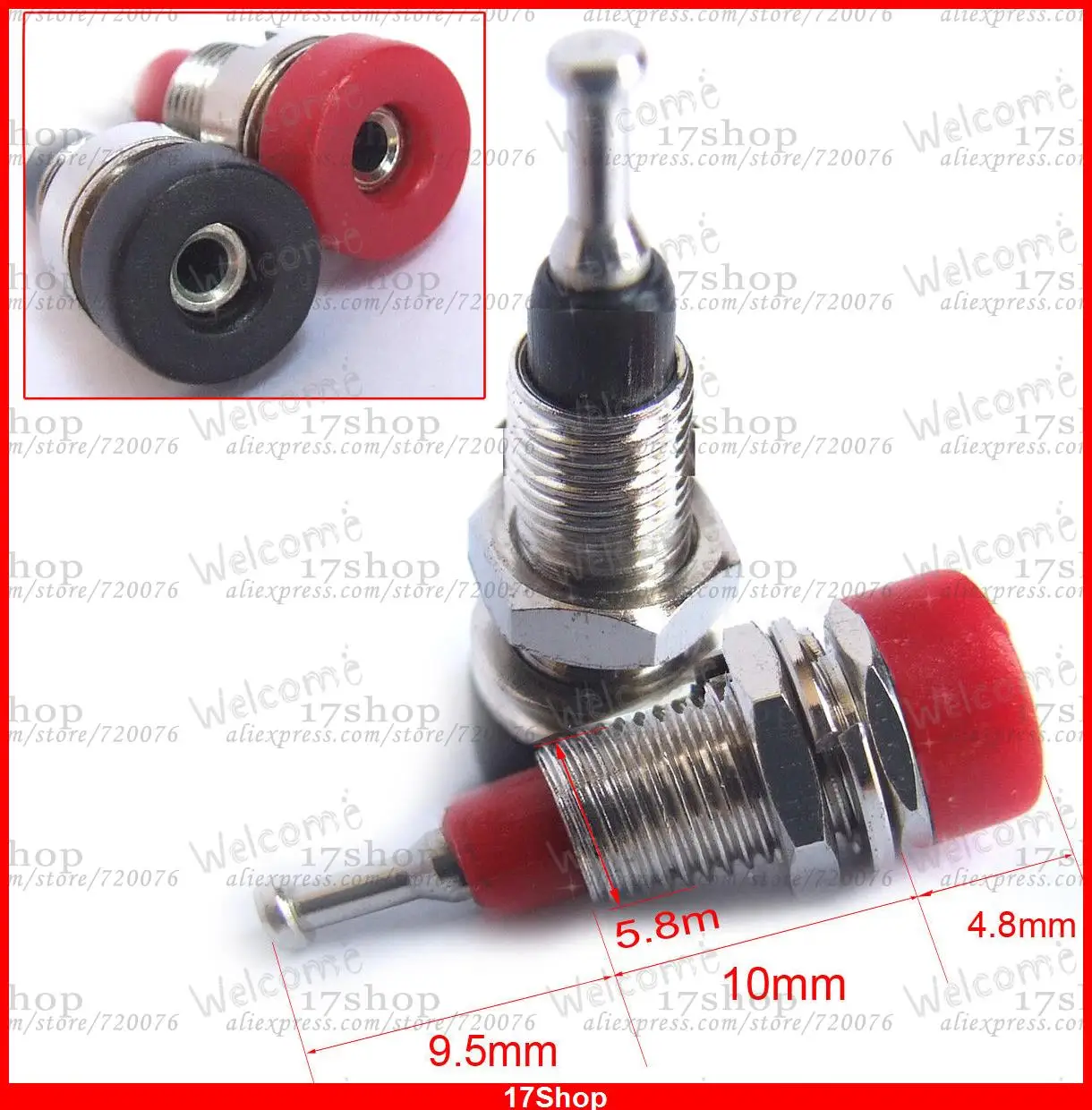 

50PC Red Black Copper 2.0mm Banana Socket jack binding posts 2mm Terminals Probe