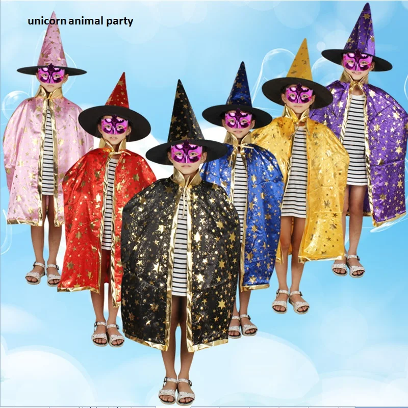 

Wholesale Halloween Children Section Children Show Clothes Accessories Magician Cloak Woman Witch Five Stars Cloak Cloak