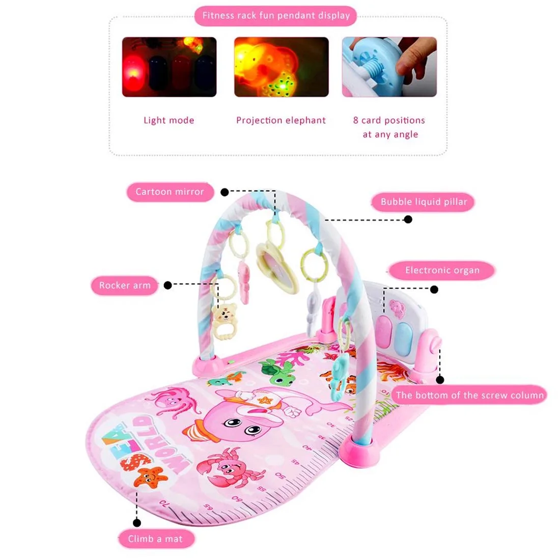 2019 Infant Cartoon Cradle Toys Baby Gilrs&Boys Fitness Frame Multifunction Foot Piano Music Game Blanket Kids Crawling Mat
