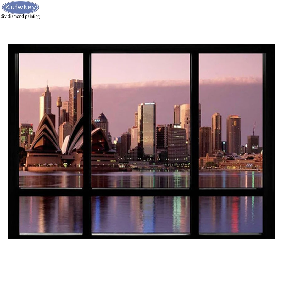 

Full Square Round Diamond Painting New York City Night Landscape Diamond Mosaic Sale Diamond Embroidery Window view Pictures