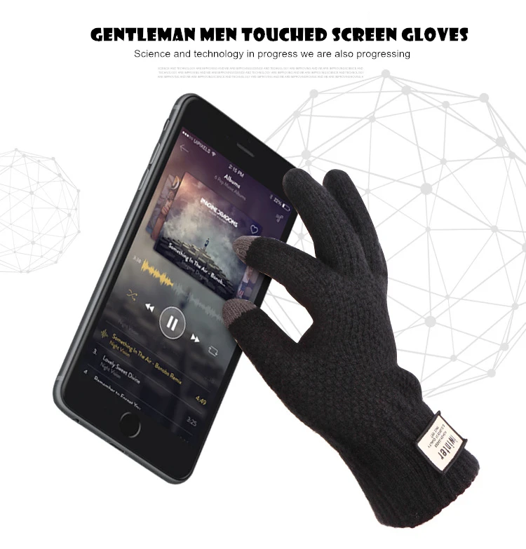 VISNXGI трикотажные зимние перчатки черные перчатки с сенсорным экраном мужские и женские зимние унисекс одноцветные Теплые эластичные вязаные перчатки