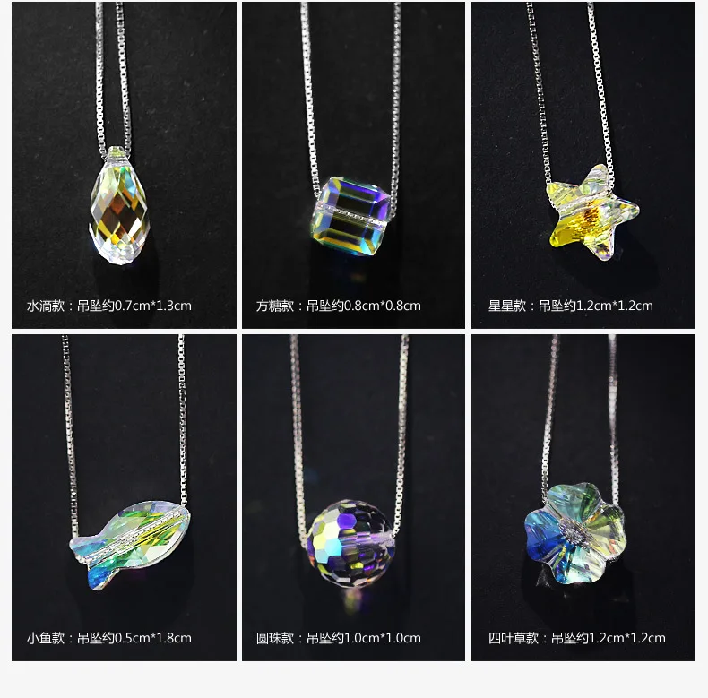 

Best Quality 100% 925 sterling silver Original crystals From Swarovski Pendant Necklaces Women Handmade Maxi Collares