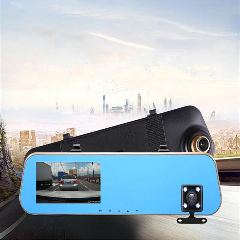 

Full HD 1080P Car Dvr Camera Auto 4.3 Inch Rearview Mirror Digital Video Recorder Dual Lens Registratory Camcorder